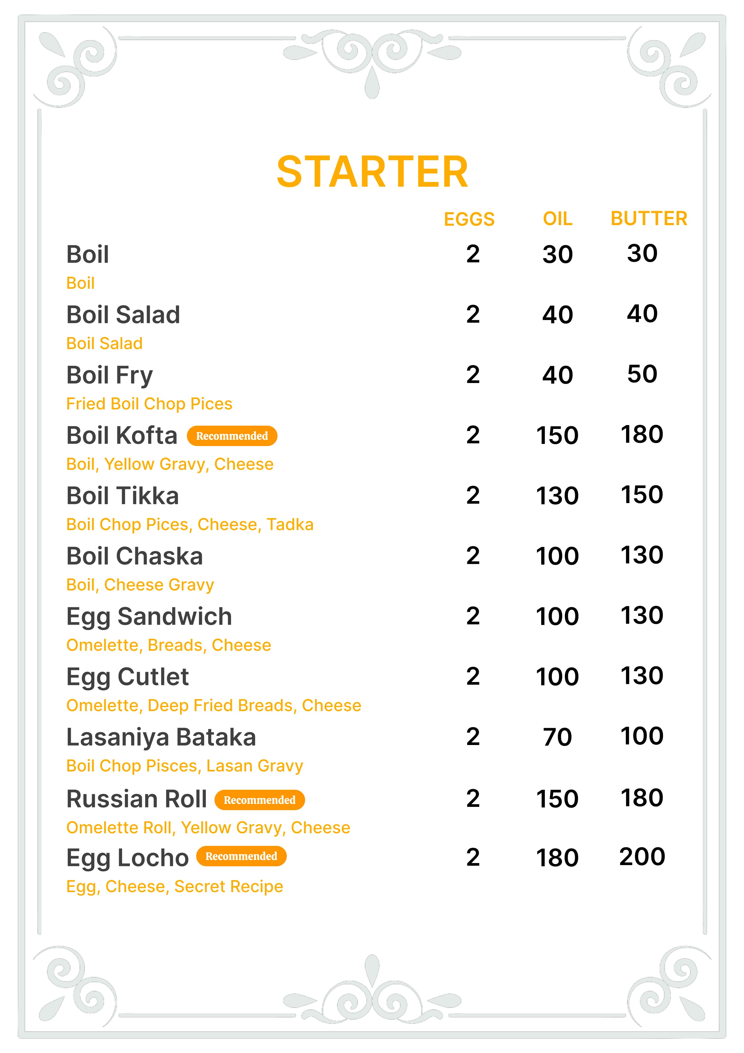 Menu page 2 - Flip N Fry Eggs